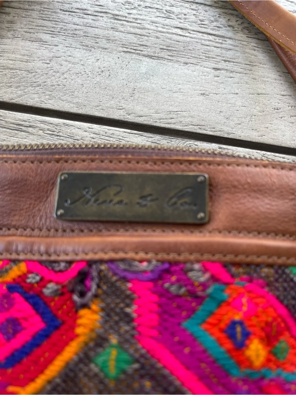 Nena & Co. Guatemalan Huipil Textile & Leather Upcycled Convertible Day Bag